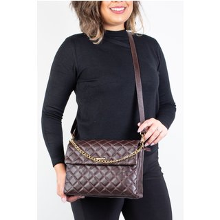Bolsa Andrea Vinci Grande De Couro Matelassê Giorgia - Café
