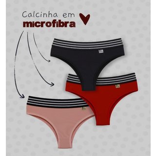 Kit 5 Calcinha cós largo com elástico Doce Encanto Ref 093