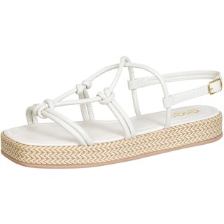 Sandália Flatform GiGil Papete Espadrille Tiras Abauladas Off White