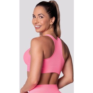 Top Canelado Selene Sem Costura Feminino Rosa Neon