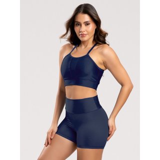 Conjunto Fit One Brilhance Short e Top Azul Marinho