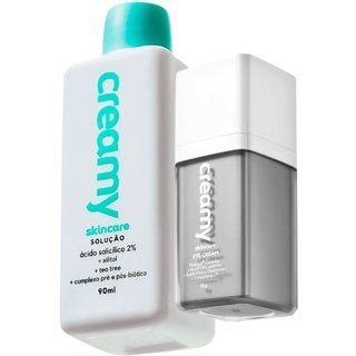 Kit Creamy Ácido Salicílico Solução Tônica Antiacne e Eye Cream Creme Antirugas Clareador (2 produtos)