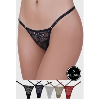 Kit Calcinha Fio Dental St Madame 5 Peças String Multicolorido