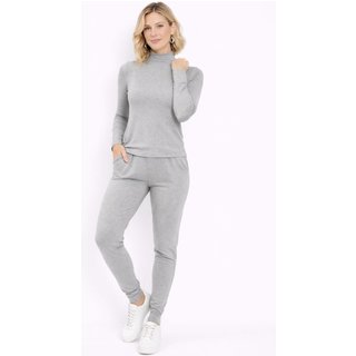 Conjunto Maria Paes Calça e Blusa Gola Alta e Manga Longa Mescla