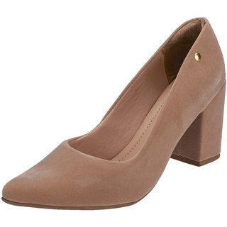 Scarpin Feminino Lóris Shoes Salto Alto Grosso Lóris Shoes Bico Fino 9484 Nude