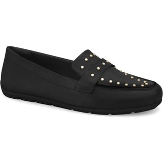 Mocassim Feminino Couro Preto Taxas Comfortflex 2561303-5