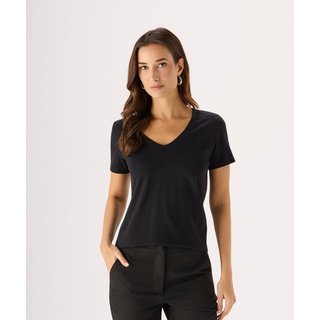 Blusa Básica Pima Decote V Feminina Preta