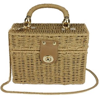 Bolsa Crisfael Palha Quadrada Caramelo
