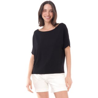 Blusa Morcego Amazonia Vital Manga Curta Gola Canoa Preto