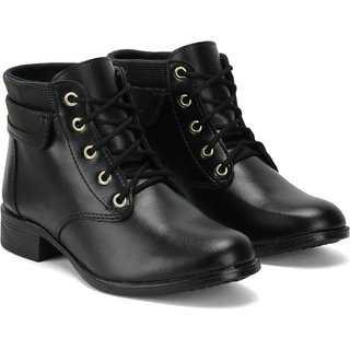 Bota Feminina Cano Curto Cadarço Conforto Coturno Inverno