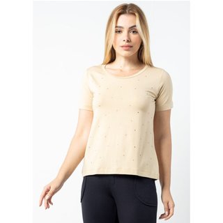 Blusa Pau a Pique Manga Curta Bege Claro BEGE CLARO - GG Pau a Pique