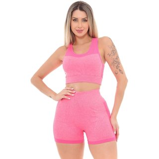Conjunto Top e Shorts GARAIS MODA Fitness Rosa