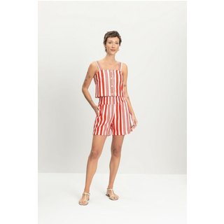 Shorts feminino alfaiataria listrado Essendi -Vermelho Vermelho