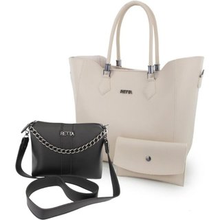 Kit Bolsa Feminina 2 Bolsas Sacola Grande + Bolsa Transversal Pequena Retta Oficial Moda Feminina