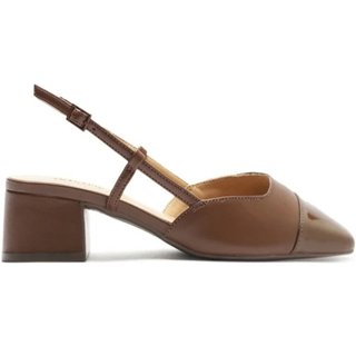 Slingback Anacapri Salto Bloco Ponta Verniz Marrom