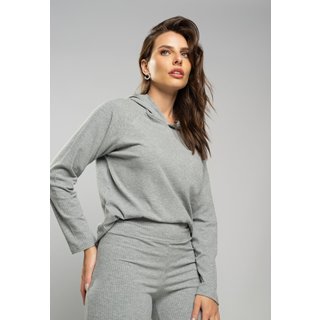 Casaco Salvatore Comfy Malha Canelada Com Capuz Mescla