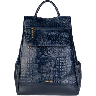Mochila Andrea Vinci Antifurto De Couro Croco Suelen - Azul