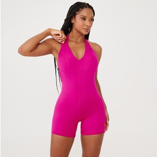 Macaquinho Frente Única Rosa Hot Pink Poliamida Donna Carioca
