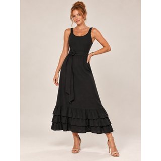 Vestido Longo Lapetry Babados Na Barra Casual Confortável
