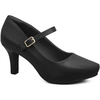 Sapato Feminino Boneca Salto Médio Meia Pata Verniz Comfortflex 2685302 - Preto