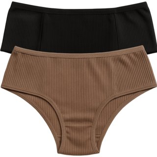 Kit 2 Calcinhas Tanga Reflexo Íntimo Tecido Canelado Básica Uso Diário Multicolorido