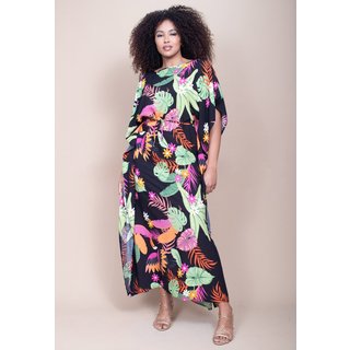 Vestido Longo Cabanafree Viscose Estampa Noite Botânica