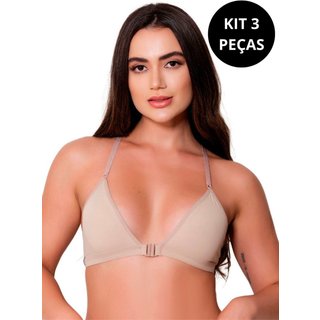 Kit 3 Sutiãs Nadador Gabi Lingerie Microfibra Sem Bojo Confortável Alças Reguláveis Dia a Dia Elegante Multicolorido