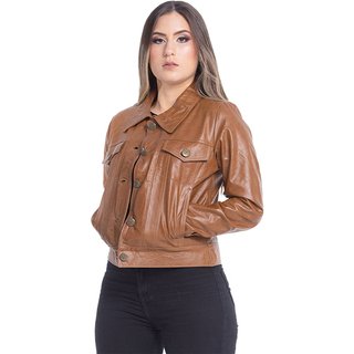 Jaqueta de Couro Isa Caramelo
