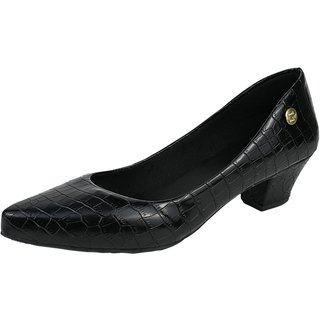 Scarpin Feminino Tradicional Bico Fino Salto Baixo Preto