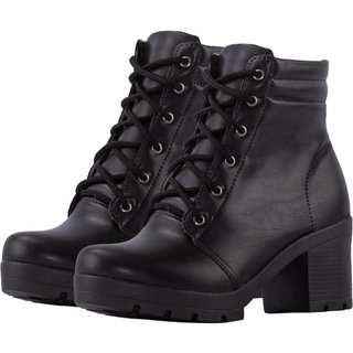 Bota Coturno Lumiss Salto Médio Cano Baixo Sintético Preto