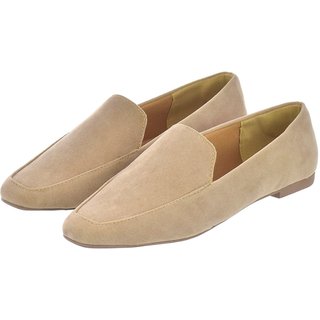 Sapato Mocassim Feminino CM Calçados Liso Confort Camurça Nude