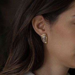 Infantil - Brinco Orgânico com Detalhe de Texturizado Drusa Banhado a Ouro 18K Ania Store