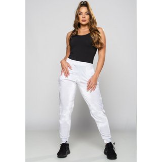 Calça Ribana Jogger MVB Modas Veludo Cintura Alta Branca