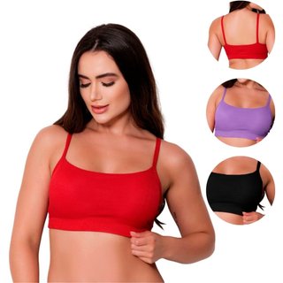 Kit 2 Tops Canelados Gabi Lingerie Com Bojo Removível Confortáveis Cropped Algodão Lingerie Elegante Multicolorido