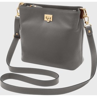 Bolsa Transversal Couro Mariart Juá Cinza