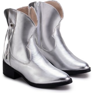 Bota Country Western Com Franja Ultra conforto Feminina IZA Texana Leve Macia Blogueira GuGi 218-GG - Prata