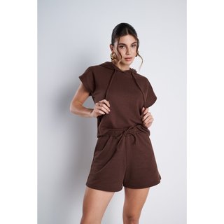 Conjunto Feminino Meujeans Essenza Moletinho Marrom