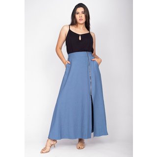 Saia Midi com Zíper Blue