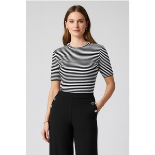 Blusa Feminina Gola Alta Listrada Marialícia Preto