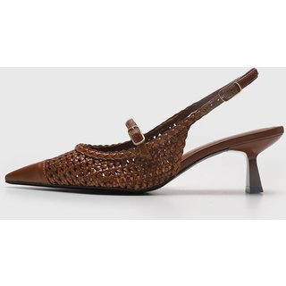 Sandália Feminina Arezzo Slingback Tramado Marrom