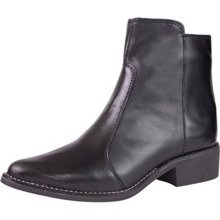 Bota em Couro Legitimo Feminina Cano Baixo Bico Fino Preto Tellini Store