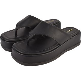 Sandália Chinelo Plataforma Feminina CM Calçados Santorine Confort Preto