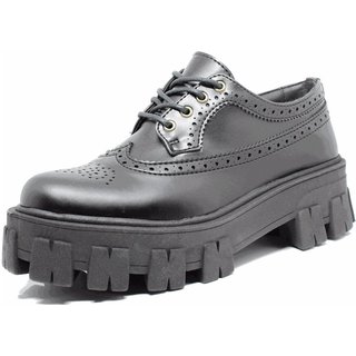 Sapato Oxford Tratorado Estilo Veggie Rolly Preto