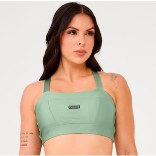 Top Faixa Com Recortes Verde Fluor Platinado Com Bojo Donna Carioca