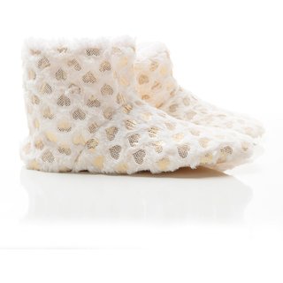 Infantil - Pantufa Botinha Feminina Ivana Coração Branco