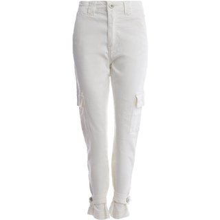 Calça Sarja Mom Cargo Sawary Feminina OFF WHITE