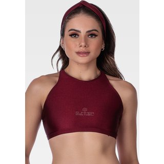Top Fitness Sem Bojo Fechado na Frente e Nadador Summer Soul Bordô