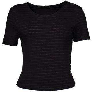 Blusa Feminina Cativa Listras com Transparência Preto