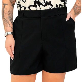 Short Feminino Secret Glam Plus Size Alfaiate Preto