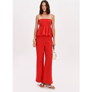 Macacão Longo Peplum Com Alças Lança Perfume
